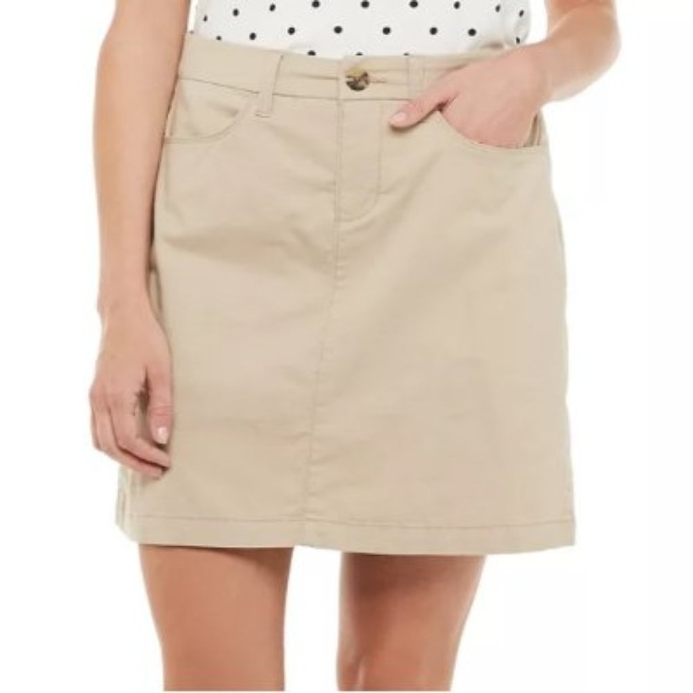 🆕 Women's Croft & Barrow Classic Stretch Chino Skort Skirt Size 16 GOBI BEIGE